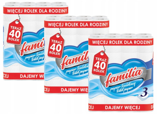 Toaletný papier FAMILIA 3W - 120 Roličiek, Trojvrstvový, Ekonómny Balíček